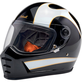 Lane Splitter Helmet — Gloss Black with White Flames