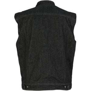 Black Denim Vest with Collar